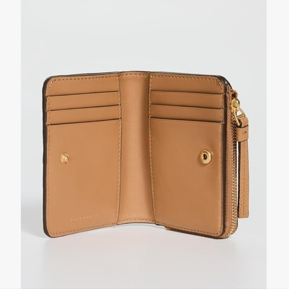 Tory Burch McGraw Bi-Fold Wallet Womens  Leather Camel Brown - Picture 2 of 16